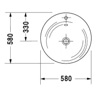 Duravit STARCK 1 lavabo consolle 58 cm monoforo, con troppopieno e bordo per rubinetteria, colore bianco 0406580000