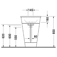 Duravit STARCK 1 lavabo consolle 58 cm monoforo, con troppopieno e bordo per rubinetteria, colore bianco 0406580000