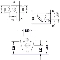 Duravit STARCK 3 vaso wc sospeso a cacciata, senza sedile, fabbisogno di acqua di risciacquo 4,5 l, UWL classe 1, colore bianco 2200090000