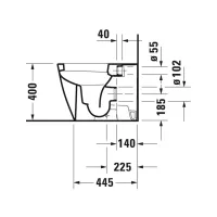 Duravit HAPPY D.2 vaso wc a pavimento a cacciata, a filo parete, per cassetta a incasso o esterna non inclusa, senza sedile, con scarico orizzontale, fabbisogno di acqua di risciacquo 4,5 l, UWL classe 1, colore bianco 2159090000