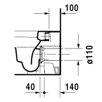 Duravit HAPPY D.2 vaso wc a pavimento a cacciata, a filo parete, per cassetta a incasso o esterna non inclusa, senza sedile, con scarico orizzontale, fabbisogno di acqua di risciacquo 4,5 l, UWL classe 1, colore bianco 2159090000