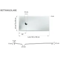 Piatto doccia filopavimento cm. 70x120x1,2h corian 5COC4N0