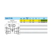 TOF-PE/F Giunto a Tee per PE con derivazione filettata femmina 75x75x75 01050010F