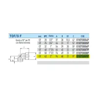 TOF/G F Giunto a 90° per PE con filetto femmina 63X2" 01070009P