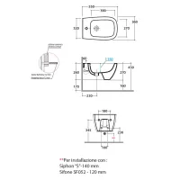 Bidet sospeso 55.36 h27 cm. Completo di fissaggi. GNS09BI