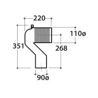 Curva tecnica raccordo per scarico a pavimento regolabile da 16 a 20 cm VA094