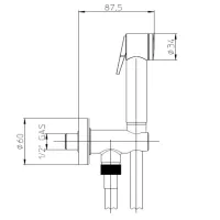 Paloma-WC idroscopino, set doccia idrogetto in ABS, supporto con arresto acqua 1/2”M e flessibile Cromolux in PVC retinato nylon C69017800030015