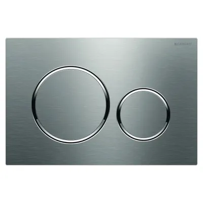 Geberit SIGMA20 placca di comando per risciacquo a due quantità, placca e tasti finitura acciaio inox spazzolato, anelli design finitura lucido 115.882.SN.1