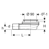 Sifone doccia Geberit d90, con tappo per piletta, altezza della chiusura idraulica 30 mm, scarico in PE 150.583.21.1