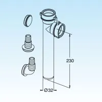 ART./8 raccordo 2 vie con attacco lavatrice / lavastoviglie Ø 32 mm bianco 8.2643.02