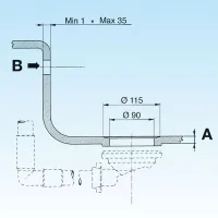 1745 Space Saver TPR - Piletta Basket Bassa Space Saver per lavelli inox, sintetici e ceramica con foro di scarico Ø 90. Con troppo pieno rettangolare. 1745.440