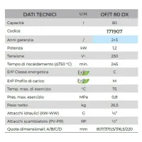OF/T 80 DX scaldabagno scaldacqua elettrico orizzontale (Nota: La versione destra indica il lato con gli attacchi termo) 171907