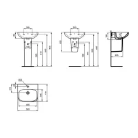 Ideal Standard I.LIFE A lavabo sospeso o da appoggio L.50 cm, monoforo, con troppopieno, colore bianco finitura lucido T451301