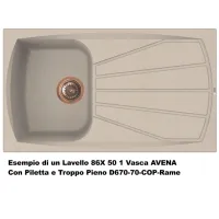 Piletta rame Ø114 senza troppo pieno mod. Copper per lavello foro Ø90 D550-70-COP