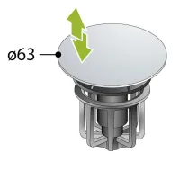 Tappo clic-clac in ottone cromato ø63 per sostituire la vecchia piletta universale 8120.3785