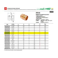 690 GU Manicotto misto filetto F ø22x1/2" AESP.UNIKO GAS 690102022GU