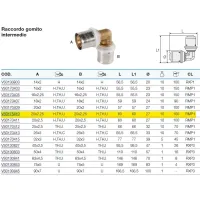 PEXAL BRASS Raccordo gomito intermedio ø20/2,25x20/2,25 a pressare VS0175410