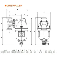 DIRTSTOP XL BM defangatore magnetico orientabile a triplice azione filtrante con raccordo a T in ottone e attacco maschio 1” M x 1” M 520315