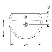 Geberit COLIBRI' lavabo L.60 cm, con foro per rubinetteria e troppopieno, colore bianco finitura lucido 500.887.00.1