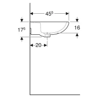 Geberit COLIBRI' lavabo L.60 cm, con foro per rubinetteria e troppopieno, colore bianco finitura lucido 500.887.00.1