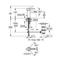 Grohe ESSENCE miscelatore monocomando per bidet Taglia S, con scarico, finitura cromo 24178001