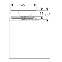 Geberit VARIFORM lavabo ovale da appoggio 60 cm con piano per foro del rubinetto, colore bianco finitura lucido 500.772.01.2