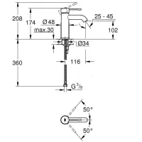 Essence Miscelatore monocomando per lavabo Taglia S 24172KF1