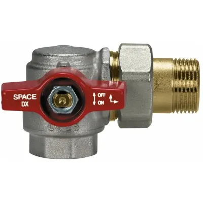 Valvola a sfera a squadra per collettore con presa frontale SPACE 3/4" – flusso verso DX 2071R405