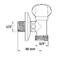 Rubinetto lavatrice, chiusura a Sfera, Diam. 1/2"x3/4"M, rosone inox, alta durabilità 05580400CR