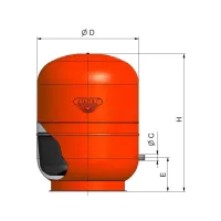 Vaso di espansione da 105 litri - CAL-PRO 105 – max pressione 6 bar - raccordo 3/4" - per riscaldamento 1301010500