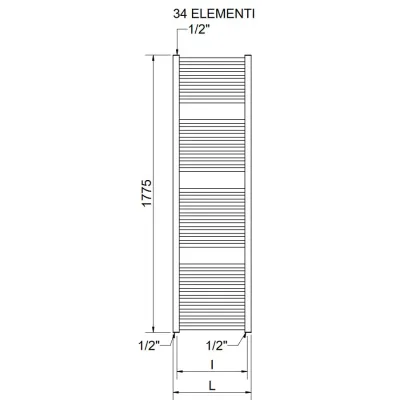 Radiatore scaldasalviette termoarredo Lisa 25 1492W 1000x1775 I50 R 3551586100292