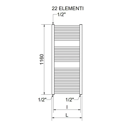 Radiatore scaldasalviette termoarredo Lisa 25 585W 550x1160 - colore bianco RAL9010 3551586100218