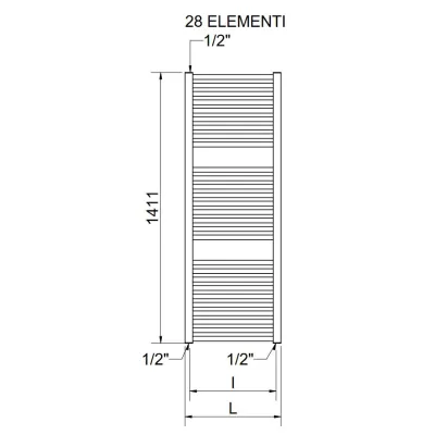 Radiatore scaldasalviette termoarredo Lisa 25 400x1400 - colore bianco RAL9016 3551580000968