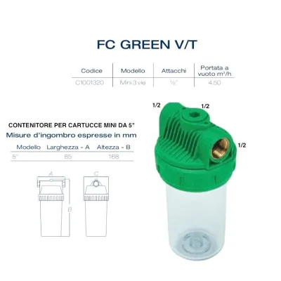 FC GREEN V/T da 1/2" Contenitore per cartucce serie plastica C1001320