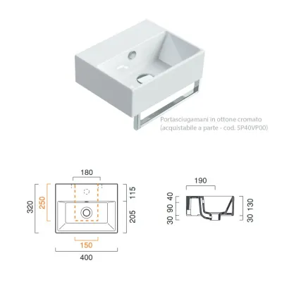 Catalano Premium 40 Lavabo a parete o soprapiano 140VP00