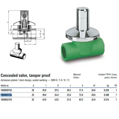 Rubinetto Con Cappuccio Corto Diametro 25mm Per Sistemi Aquatherm 1050025154