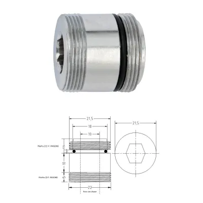 Niples nipplo in ottone cromato per CACHE' con OR MM 21.5/1 x 22/1 455900OC21.5