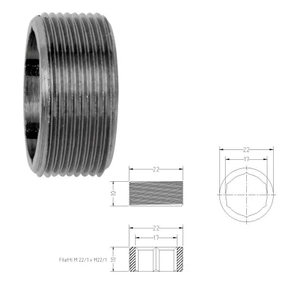 Niples nipplo cromato MM 22/1x22/1 474200OC