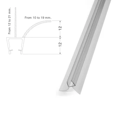 Profilo paragocce orizzontale box cristallo mm.8 - 10 ala perpendicolare mm.21 777302PT10