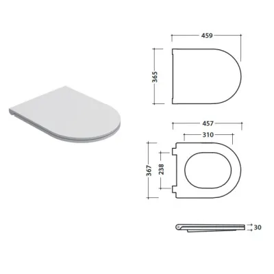 Copriwater Forty3 in termoindurente con chiusura standard e sgancio rapido per vaso Forty3 cm 57/52 FOR19BI