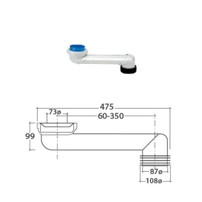 Raccordo scarico a terra Globo regolabile per Wc MULTI 2.0, da 140 a 310 mm VA026