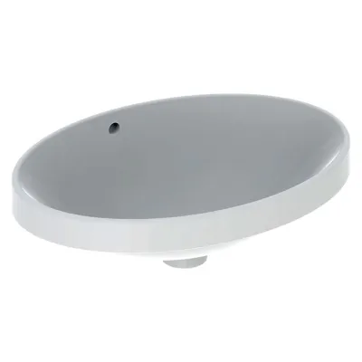 Geberit VARIFORM lavabo ovale soprapiano 55 cm, da incasso, senza foro rubinetteria, con troppopieno, colore bianco finitura lucido 500.716.01.2