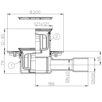 Pozzetto pavimento DN40/50, orizzontale, antiodore "Primus", 121x121mm/115x115mm, sistema "Klick-Klack" HL510NPR-3000