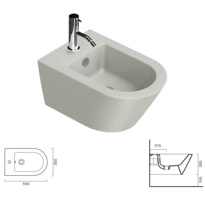 Bidet sospeso Soft 55 New Zero Cemento Satinato 1BS55NRCS