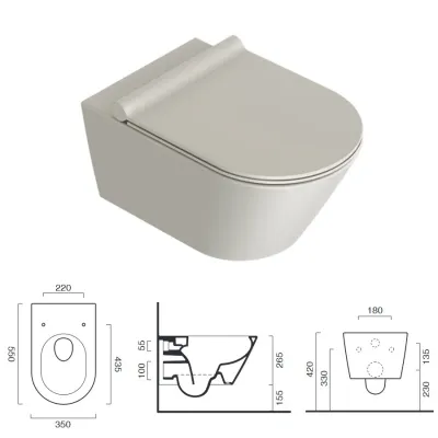 Vaso wc sospeso Zero 55 Newflush (Scarico senza brida). Cemento satinato. (Sedile non compreso) 0111550023