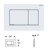 Geberit SIGMA30 placca di comando per risciacquo a due quantità, placca e tasti colore bianco finitura opaco, profili design e telaio finitura cromo lucido 115.883.JT.1