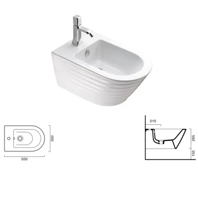 CLASSY 55X35 cm bidet sospeso monoforo. Bianco lucido. 1BS55ZE00