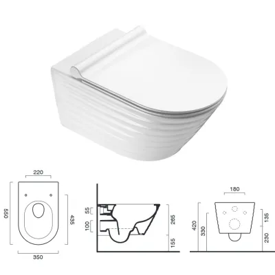 Vaso wc sospeso CLASSY NEWFLUSH 55x35, bianco lucido 1VS55RZE00