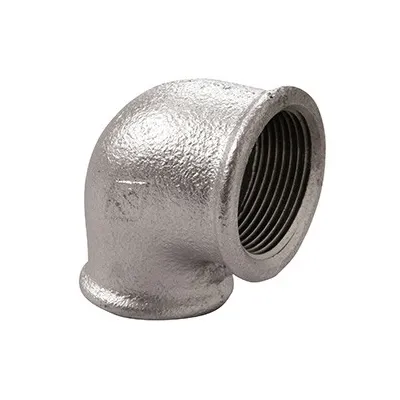 90R - Curca a gomito 90° FF riduzione 1/2 x 3/8" in ghisa zincata 09005032