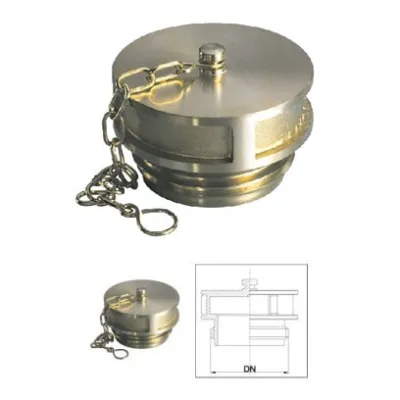 Art. 11 Tappo maschio DN 70 M85x6 forma A - In ottone EN 1982, attacco filettato maschio UNI 810 con catenella 0107.011